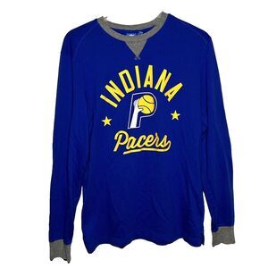 Adidas NBA Indiana Pacers Mens Long Sleeve Graphic Tee Shirt Elbow Patch Large